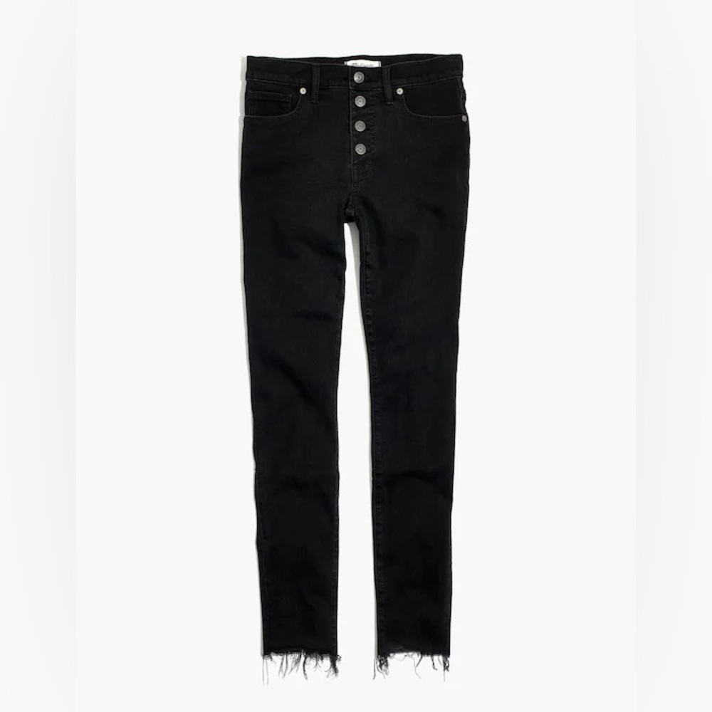 Madewell 9" High-Rise Skinny Raw Hem Black Wash Denim Jeans - Picture 13 of 14